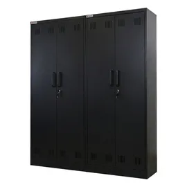 Proregal Flügeltürenschrank Stahl 170x70x30 cm schwarz abschließbar 5 Fächern Kleiderstange