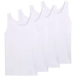 TOM TAILOR Herren Tanktops im 4er-Pack, weiß, Uni, Gr. 4