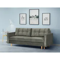 Beautysofa Schlafsofa Sigurd, mit Schlaffunktion und Bettkasten, Polstersofa aus Velours, Sofa im skandinavischen Stil grau
