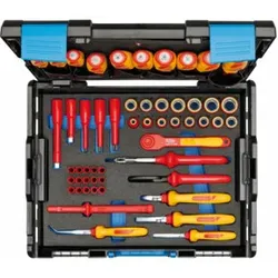 Gedore VDE-Werkzeugkoffer HYBRID, Set 53-tlg, gefüllt, Werkzeug für Elektriker, Kunststoffkoffer, VDE-isoliert, 1100-1094