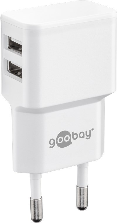 Dual USB-Ladegerät 2,4 A (12W Output) weiß kompaktes USB-Netzteil mit 2xUSB Anschlüssen