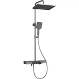 EMKE Duschsystem mit Thermostat Handbrause + Regendusche(3 Strahlstärken) + Unterer Auslass
