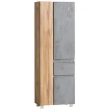 Held Varese Hochschrank 65 x 180 cm Hellgrau/Eiche Holz