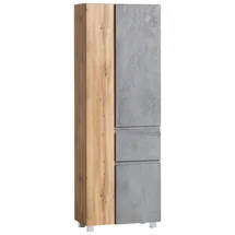 Held Varese Hochschrank 65 x 180 cm Hellgrau/Eiche Holz