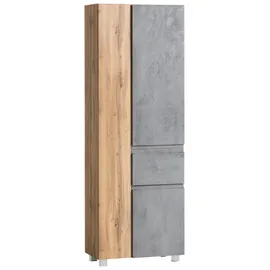 Held Varese Hochschrank 65 x 180 cm Hellgrau/Eiche Holz