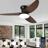Deckenventilator Mit Beleuchtung Und Fernbedienung 100cm, Deckenventilator Mit Licht Dimmbare 6-Stufig, Sommer Winterbetrieb, Leise Ventilator Decke Mit Licht Für Schlafzimmer (Schwarz Holzoptik)