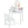 Costway 2 in 1 Kinder Schminktsich mit Hocker, Frisiertisch mit beleuchtetem Spiegel, Schublade & Schmuck-Organizer, Kosmetiktisch Prinzessin aus H... - Weiß