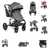 Moni Kinderwagen Gala Tragetasche Sportsitz umbaubar Wickeltasche Sitz umkehrbar schwarz