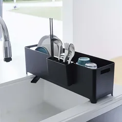 Yamazaki Home Abtropfgestell 55cm Abtropfständer Geschirr Abtropfschale schwarz Tower