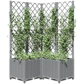 vidaXL Pflanzkübel mit Rankgitter 80 x 80 x 136 cm Hellgrau