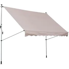 Outsunny Sonnenschirm Markise Aluminium Polyester Cremeweiß L200 x B150 x H170-280 cm