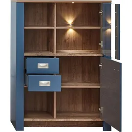 Innostyle Vitrine Holzwerkstoff Parisian Blue/Haveleiche Cognac mit LED-Beleuchtung - Parisian Blue,