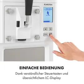 Klarstein Sweet Sundae Eiscrememaschine, Kompressor, 1,5l Edelstahl, weiß