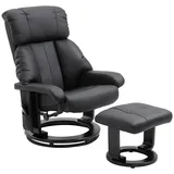 HOMCOM Relaxsessel mit Fußhocker, Massagesessel mit Liegefunktion, Elektrischer Liegesessel mit Fernbedienung, Fernsehsessel mit Seitentasche, Kunstleder, Schwarz