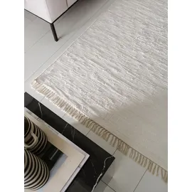 benuta Kunstloft Teppich, Weiß, Textil, Beton Optik, Rechteckig, 200x1 cm, Gots, für Fußbodenheizung geeignet, Teppiche & Böden, Teppiche, Naturteppiche
