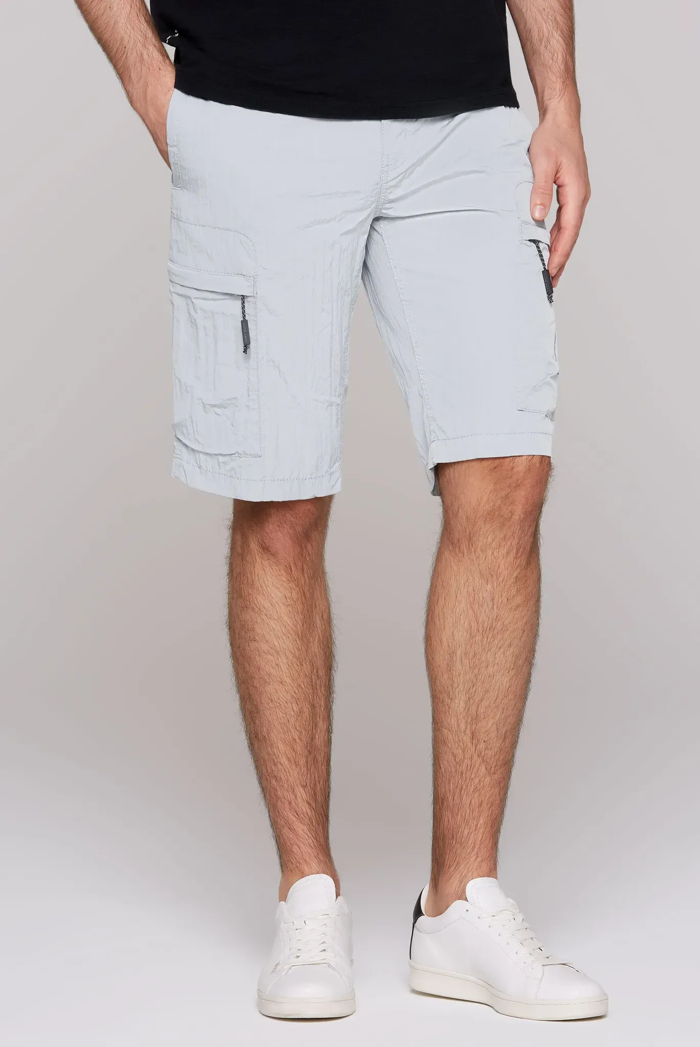 Cargoshorts CMPD, Herren, Gr. XXL, Normalgrößen, weiß (smokey mint), Web, Material: 71% Polyamid, 29% Polyester, bedruckt, regular fit knielang, Hosen, mit Gesäßtaschen