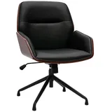 miliboo Design-Drehstuhl MARLOW Schwarz, dunkles Holz und schwarzes Metall 360° drehbar