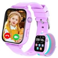 Smartwatch für Kinder mit 4G Videoanruf, Voice Chat, Anruffunktion, Schulmodus, GPS, Spiele, Wecker, 2x Uhrarmband‌, Telefonuhr Uhr Kinder Geschenk für Mädchen Jungen 4-12 Jahren (Violett-A5)