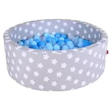 Knorrtoys Bällebad soft grey white stars inkl. 300 Bälle soft blue/blue/transparent