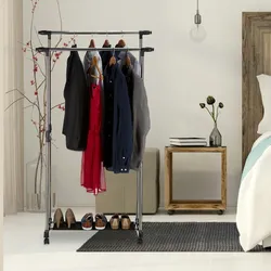 Relaxdays Rollgarderobe mit 2 Kleiderstangen, ausziehbar, Kleiderständer auf Rollen, HBT: 162x150x48 cm, silber/schwarz