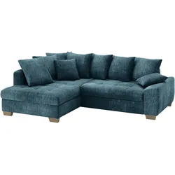 Ecksofa MR. COUCH "Nikita II, L-Form", blau, B:243cm H:88cm T:190cm, Dolce (100% Polyester), Sofas, Wahlweise mit Kaltschaum, EasyBett, Bettkasten