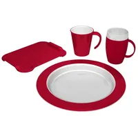 Ornamin Demenz-Geschirr 4-teilig: Teller mit Kipp-Trick, Becher mit Trink-Trick,
