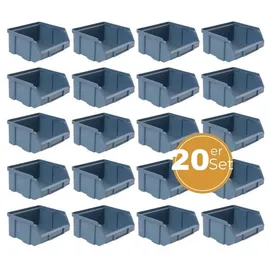 GarPet 20 x Stapelbox Gr.1 Sichtlagerkasten Set Wandhalterung Wand 20x
