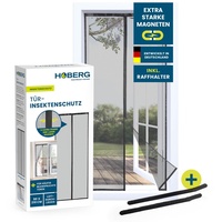 Hoberg Insektenschutzvorhang 90 x 210 cm | Fliegengitter Tür mit XXL-Magnetbändern | Insektenschutz für Balkontür | Magnet Fliegenvorhang | selbstschließend & strapazierfähig