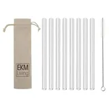 EKM Living Glas Strohhalme Set, Trinkhalme, bruchfest, wiederverwendbar, spülmaschinengeeignet, plastikfrei, GmbH (Glas gerade)
