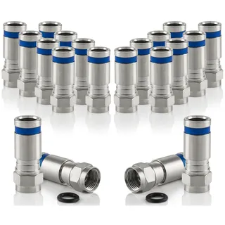POPPSTAR 20x SAT F-Quick Mount Stecker, F-Kompressionsstecker für Koaxial-Kabel, Antennenkabel, Satellitenkabel bis 7,5mm,Witterungsbeständig, silber