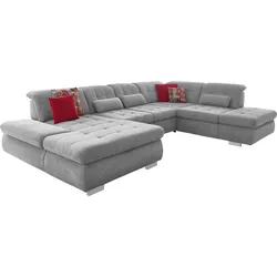 Wohnlandschaft DIE PLANBAR "MP-IN17004 U-Form", silber, B:382cm H:84cm T:124cm, 100% Polyester, Sofas, wahlweise mit Funktionen, Kaltschaum-Polsterung