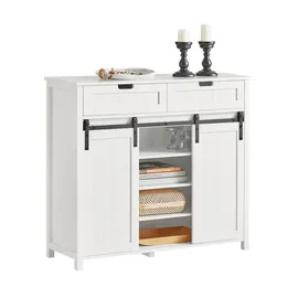 SoBuy Sideboard mit Schiebetüren Buffet Aufbewahrungsschrank Kommode Weiß