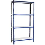 Proregal Schwerlastregal Mid Metal Shark HxBxT 150 x 100 x 40 cm Fachlast 180 kg Blau-Weiß