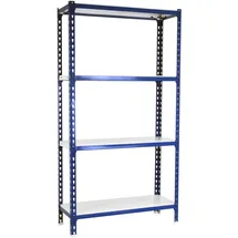 Proregal Schwerlastregal Mid Metal Shark HxBxT 150 x 100 x 40 cm Fachlast 180 kg Blau-Weiß