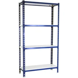 Proregal Schwerlastregal Mid Metal Shark HxBxT 150 x 100 x 40 cm Fachlast 180 kg Blau-Weiß
