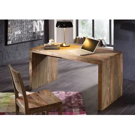 MASSIVMOEBEL24.DE Schreibtisch Sheesham 148x75x78 grau geölt NATURE GREY #710