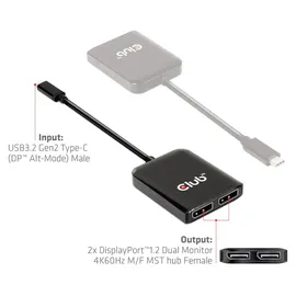 Club 3D Club3D CSV-1555 USB-C®(DP Alt-Mode) / DisplayPortTM Dual Monitor 4K60Hz M/F MST Hub