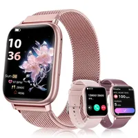 SLOKSFil Smartwatch Damen mit Telefonfunktion, 3 Armbänder 1.83" HD Smart watch mit 24H Pulsmesser SpO2 Schlafmonitor IP68 Wasserdicht 120+ Sportmodi Schrittzähler Fitness Tracker für iOS Android Rosa
