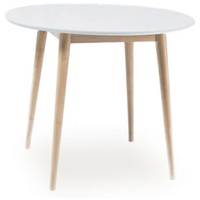 Esstisch Küchentisch Larson 90x90x75cm weiß Eiche runde Tischplatte