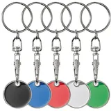 ohne Markename 5x Metall Schlüsselanhänger mit Einkaufschip / 5 Farben (Schwarz, Weiß, Rot, Blau, Grün) - Einkaufschip
