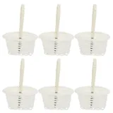 Happyyami Blumenkorb mit Griff aus Weide, Rattan, handgefertigt, Picknickkorb, für zu Hause, Restaurant, Blume, Dekoration, Weiß, 6 Stück