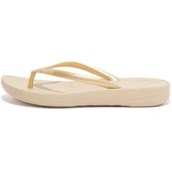 Zehentrenner FITFLOP "IQUSHION", Damen, Gr. 37, gold (goldfarben), Synthetik, sportlich, Schuhe, Keilabsatz, Sommerschuh, Schlappen mit weichem Zehensteg