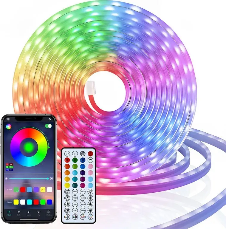 Vivreal LED-Streifenleuchten 32,8 ft, RGB-Neonlicht, flexibel, smart, musik-synchronisierbar, mit Fernbedienung, für Schlafzimmer und Gamingzimmer, dekorativ, 24 V, Neujahrssale, Top-Geschenkideen