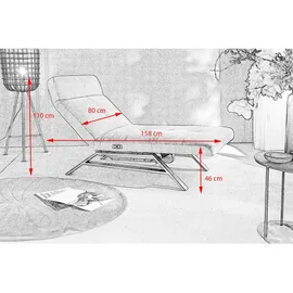 KAWOLA Liege, AMERIVA Sessel, Relaxliege Velvet silber schwarz