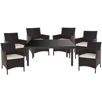 MCW Poly-Rattan-Garnitur Hamar 7-teilig Braun Kissen Creme