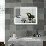 Homcom Badezimmerspiegel-80L x 60B x 4H cm-Silber | Gr.: onesize