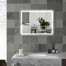 Homcom Badezimmerspiegel-80L x 60B x 4H cm-Silber | Gr.: onesize