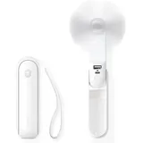 Taschenventilator, Mini-handventilator, Usb-akku (14–21 Stunden Laufzeit), Faltbarer Und Leiser Persönlicher Ventilator Mit Powerbank Und Taschenlampe – Weiß