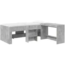 vidaXL Hochbett mit Schreibtisch für Kinder 2 Stk. 90 x 200 cm grau