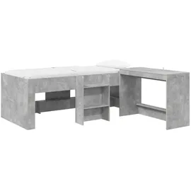 vidaXL Hochbett mit Schreibtisch für Kinder 2 Stk. 90 x 200 cm grau
